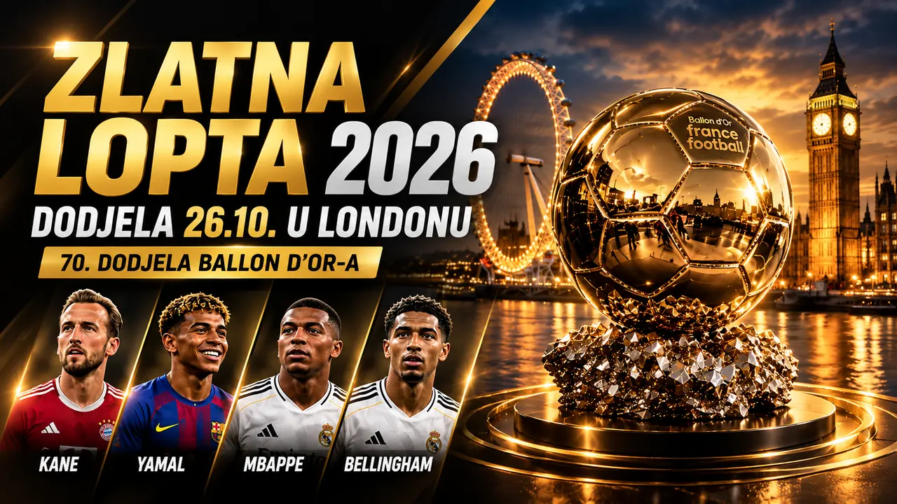 Zlatna Lopta 2026 Gdje Gledati: Dodjela 26.10. u Londonu